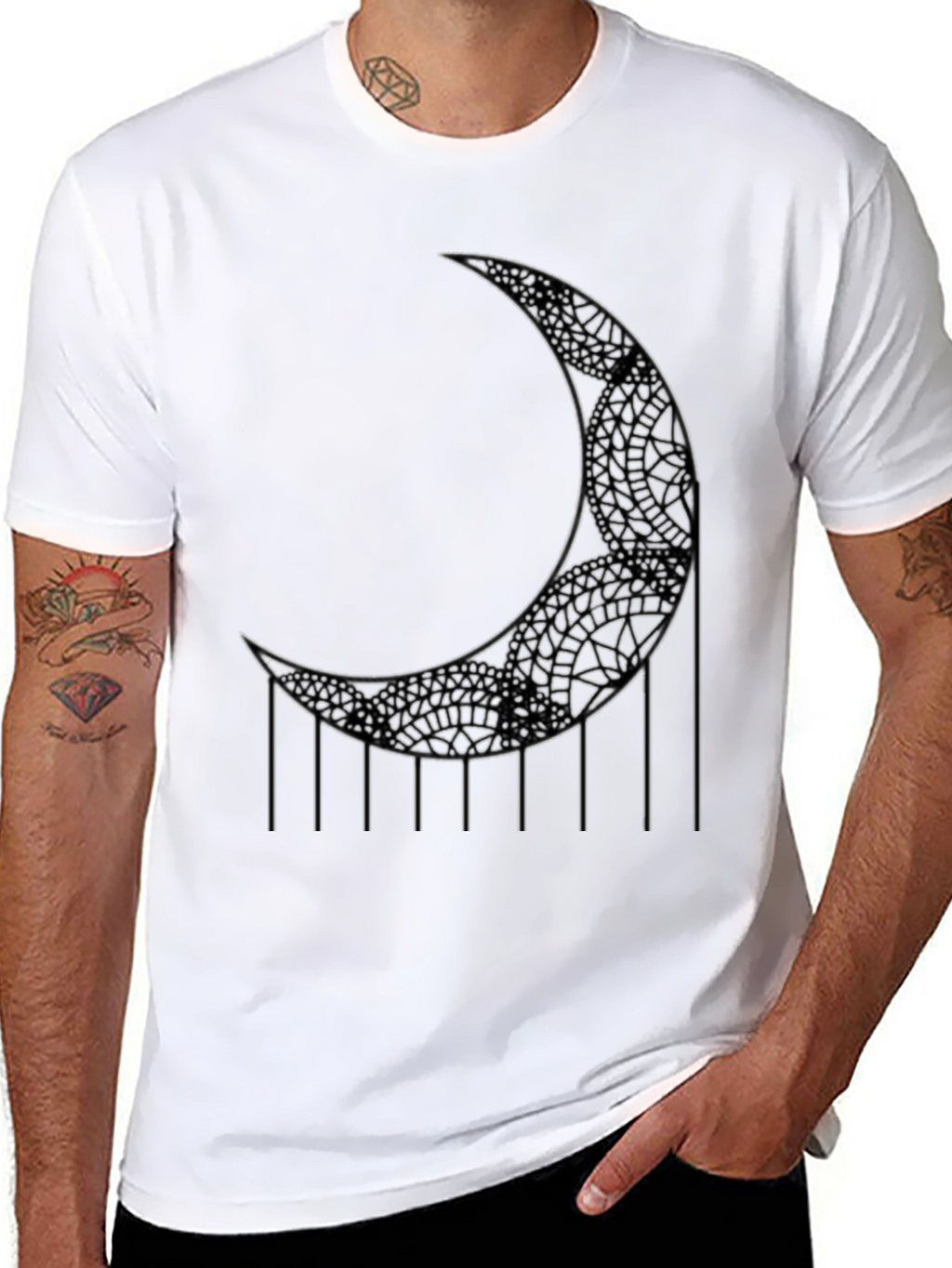 Crescent Moon Graphic T-Shirt - Black