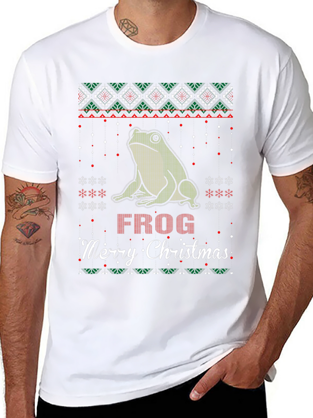 Frog Merry Christmas Ugly Sweater Style T-Shirt