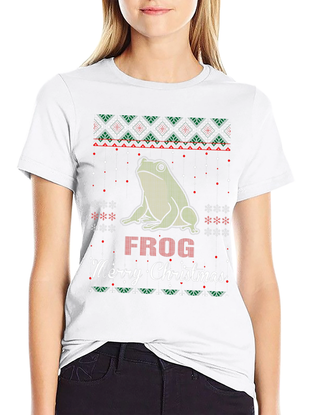Frog Merry Christmas Ugly Sweater Style T-Shirt