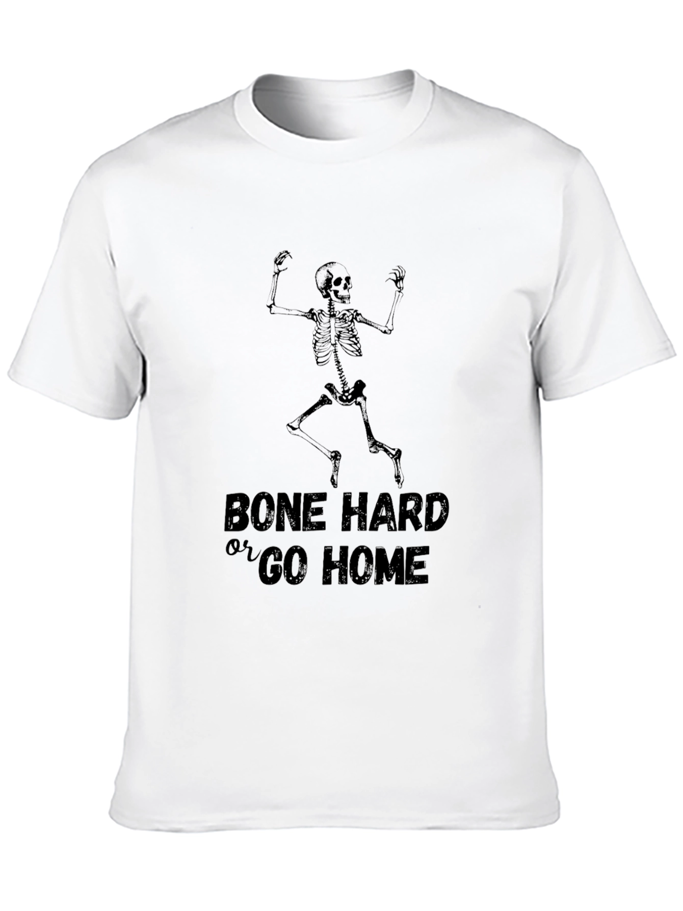 Bone Hard or Go Home Skeleton Graphic Tee - Black