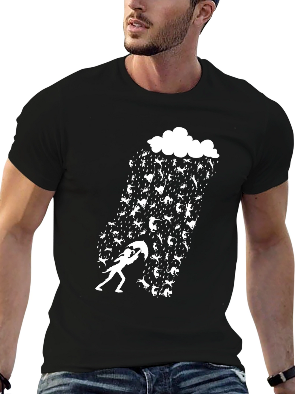 Cats and Rain Funny Graphic Tee