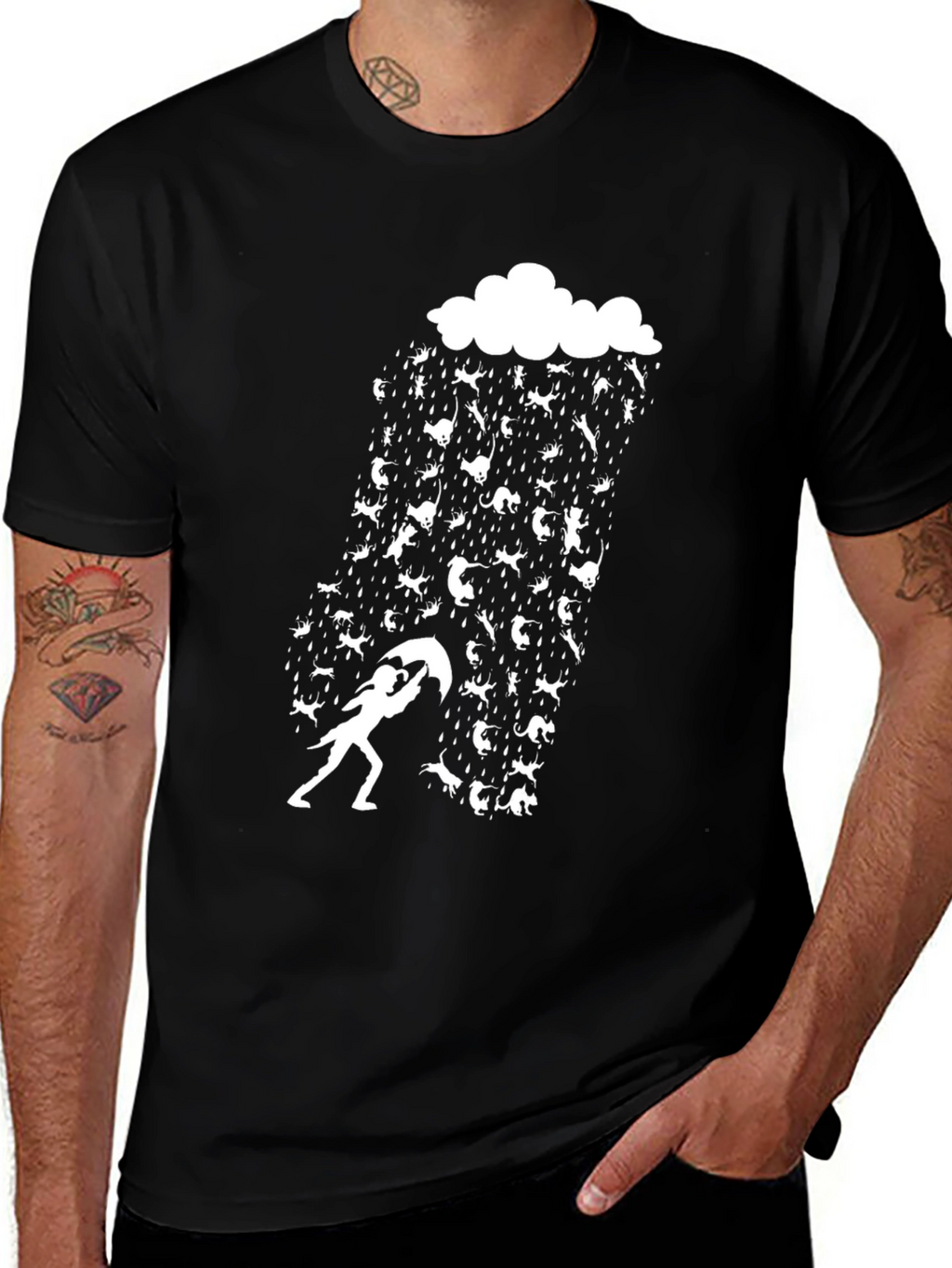 Cats and Rain Funny Graphic Tee