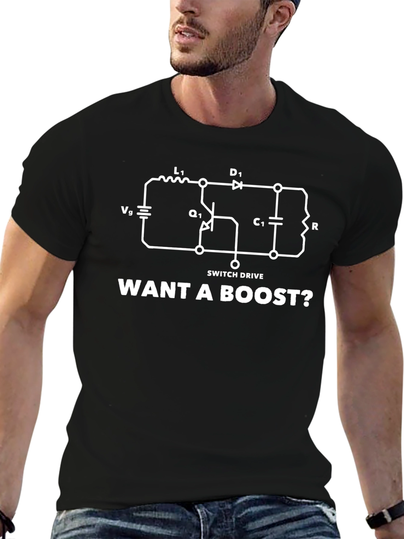 Want a Boost? Circuit Diagram Black T-Shirt