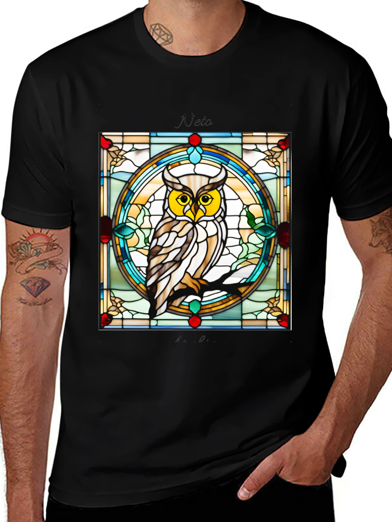 Stained Glass Owl Graphic Tee