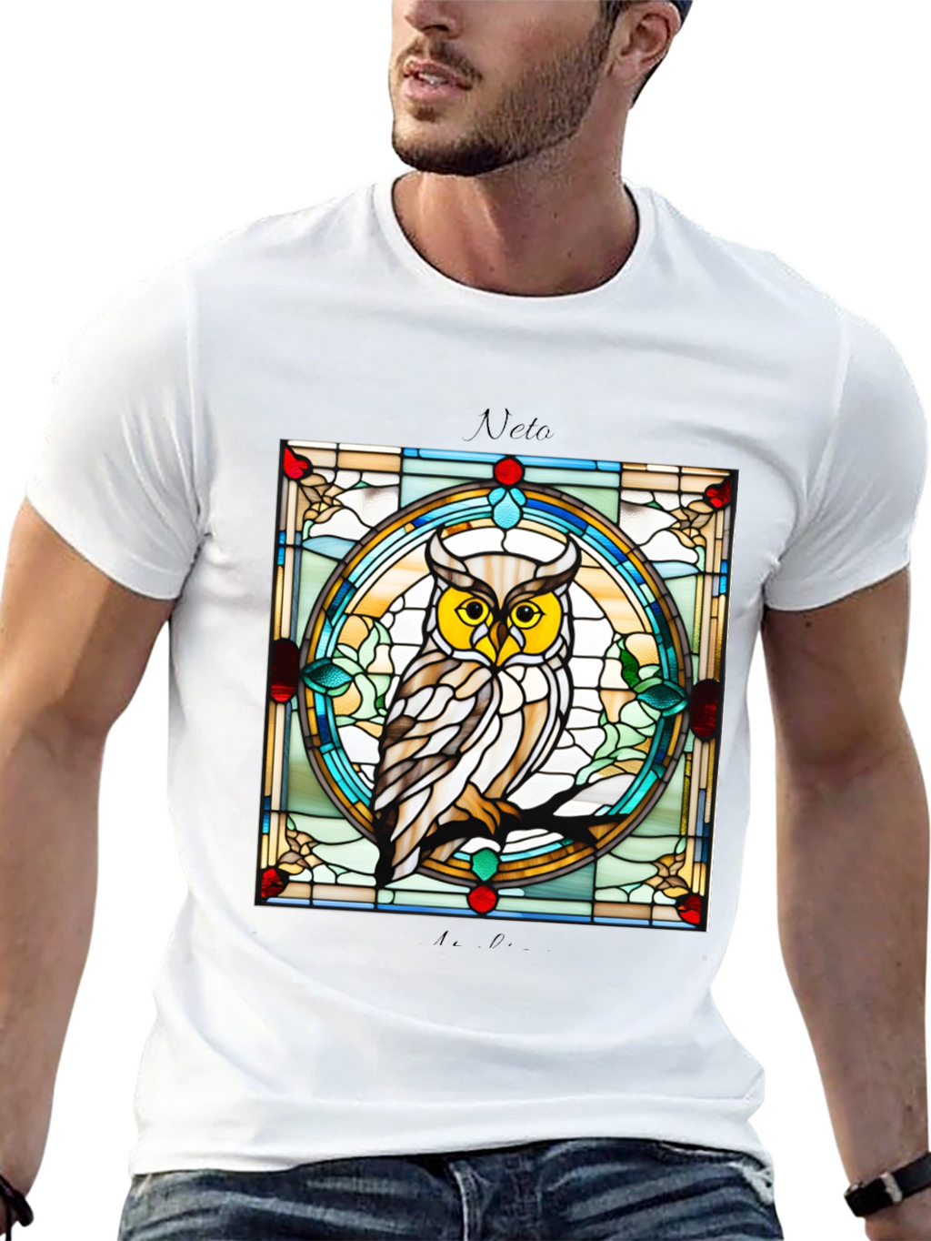 Stained Glass Owl Graphic Tee