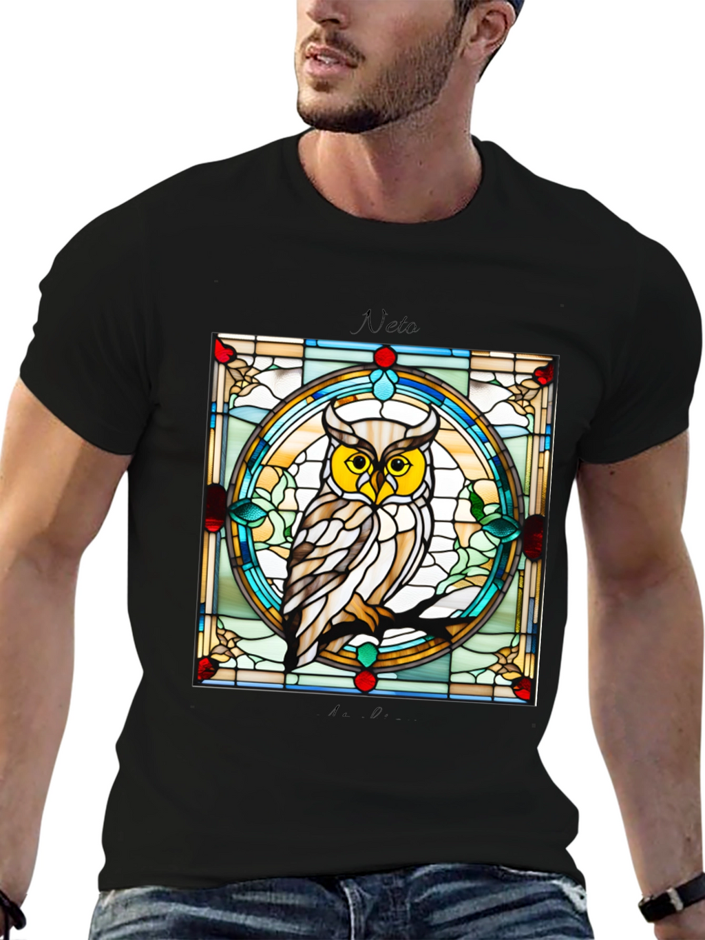 Stained Glass Owl Graphic Tee