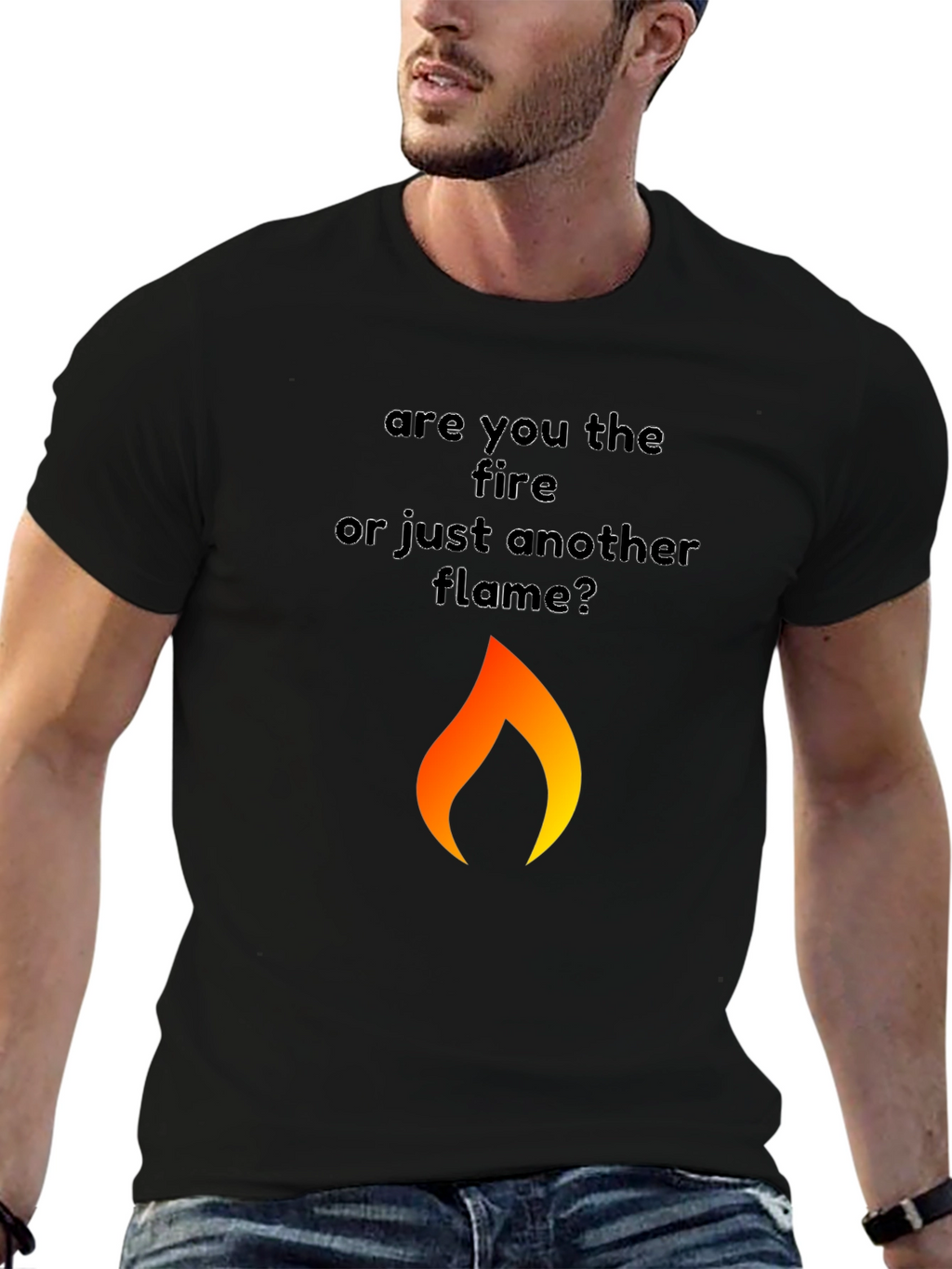 Fire Flame Graphic Black T-Shirt for Men