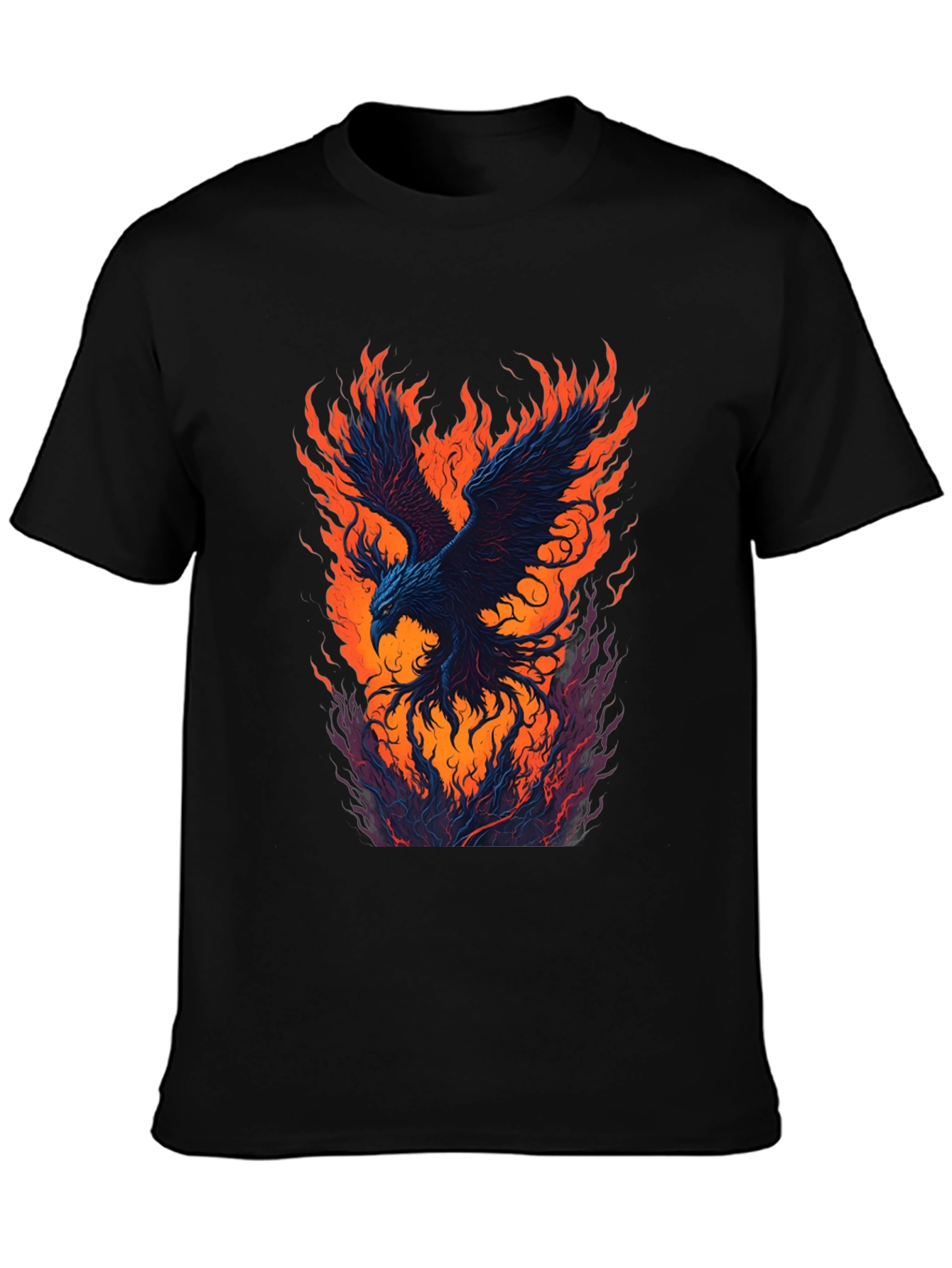 Fiery Phoenix Graphic Black T-Shirt