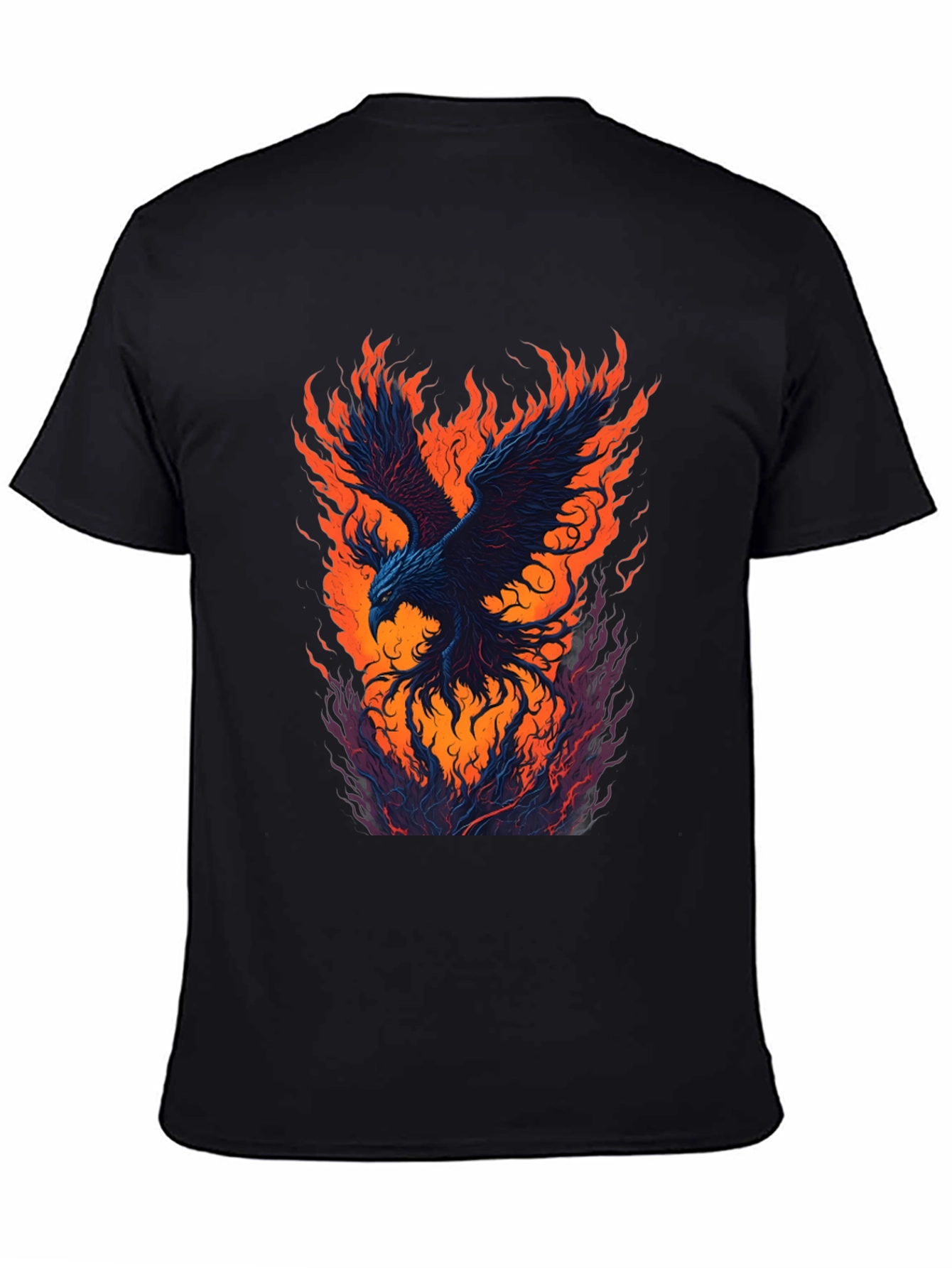 Fiery Phoenix Graphic Black T-Shirt