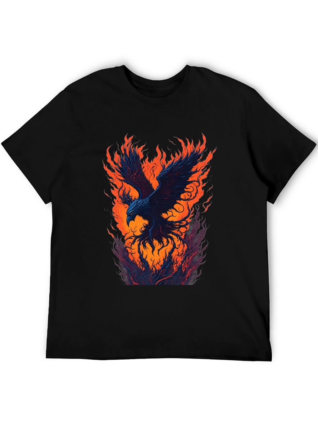 Fiery Phoenix Graphic Black T-Shirt