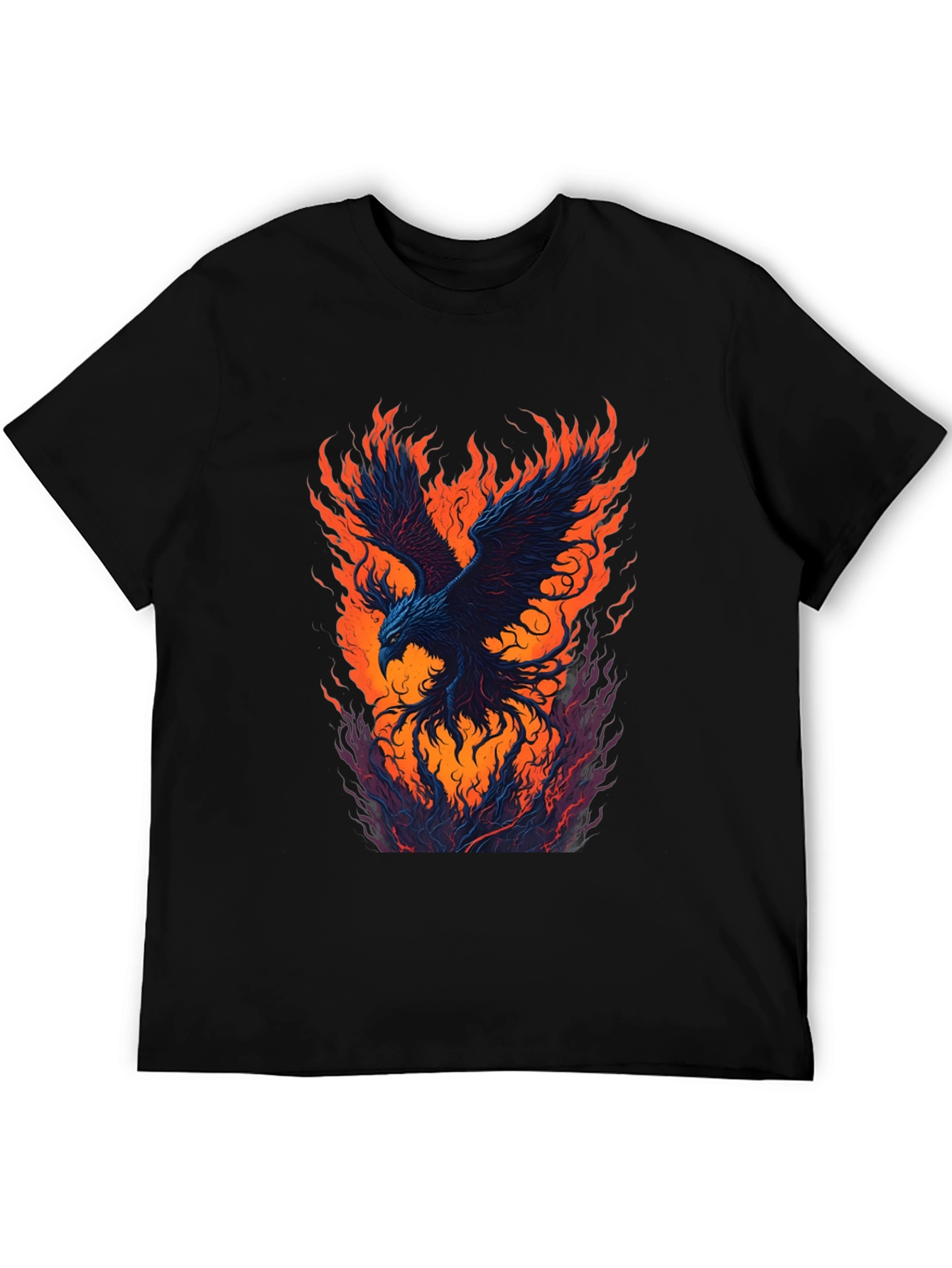 Fiery Phoenix Graphic Black T-Shirt