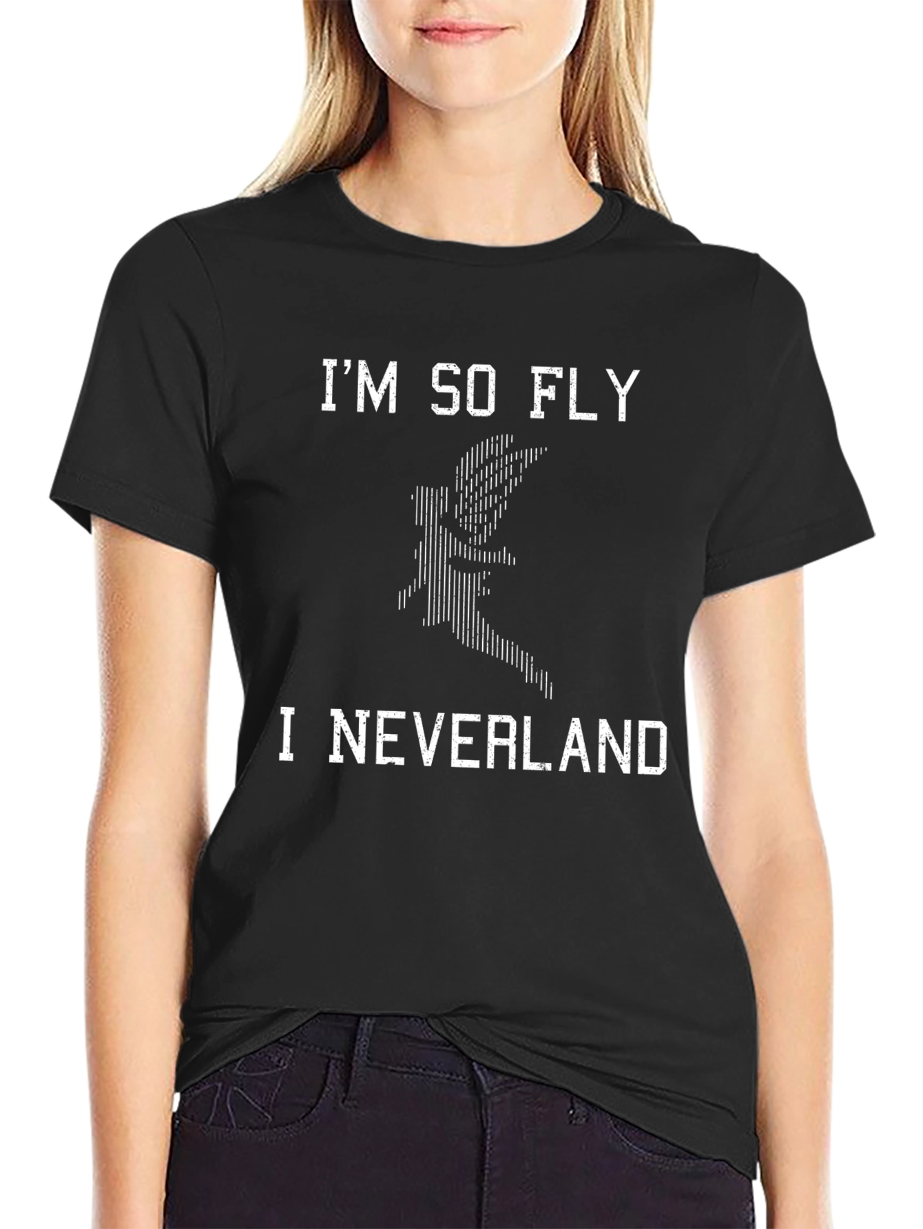 Im So Fly I Neverland Graphic Tee - Black Cotton T-Shirt