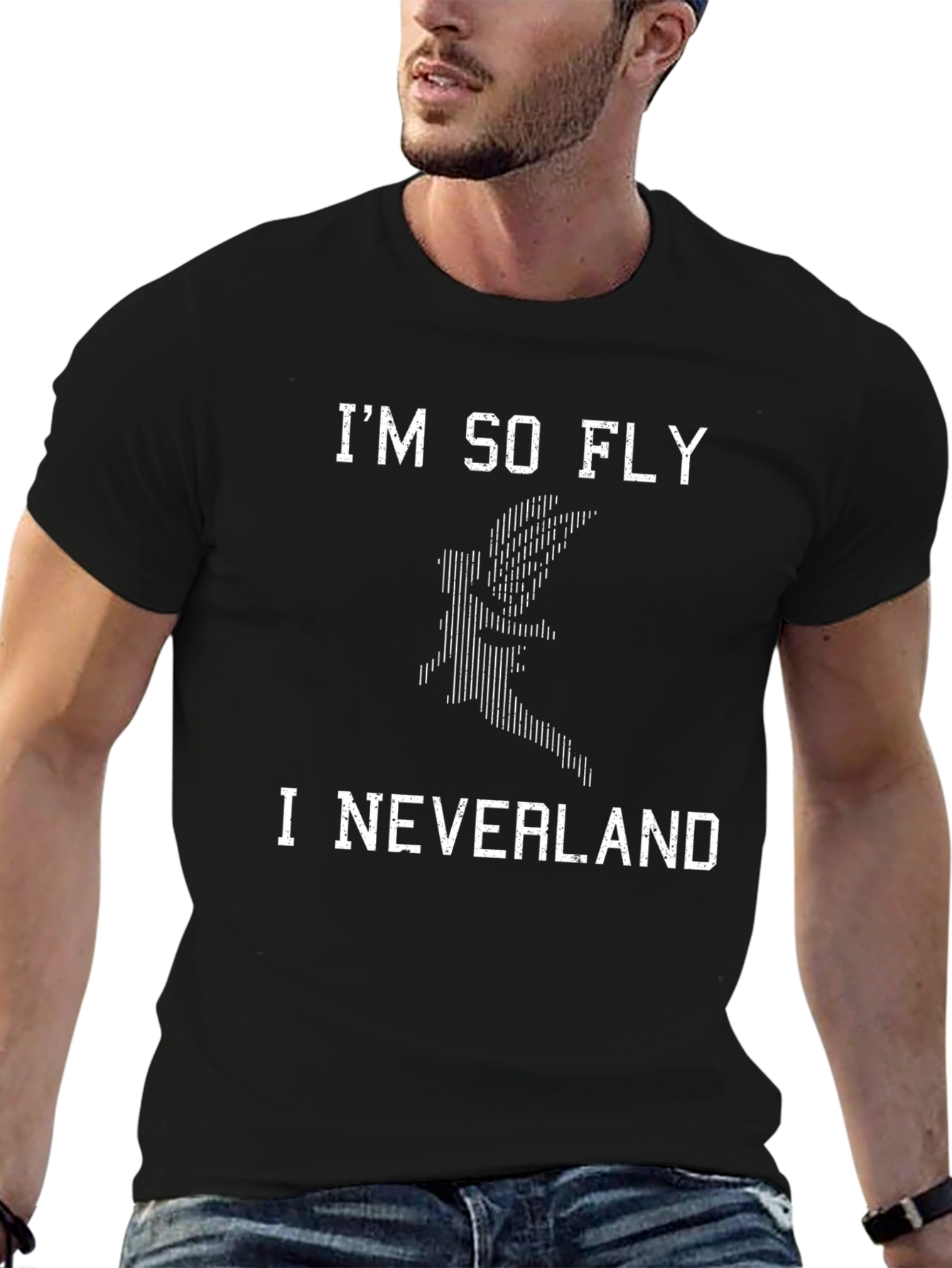 Im So Fly I Neverland Graphic Tee - Black Cotton T-Shirt