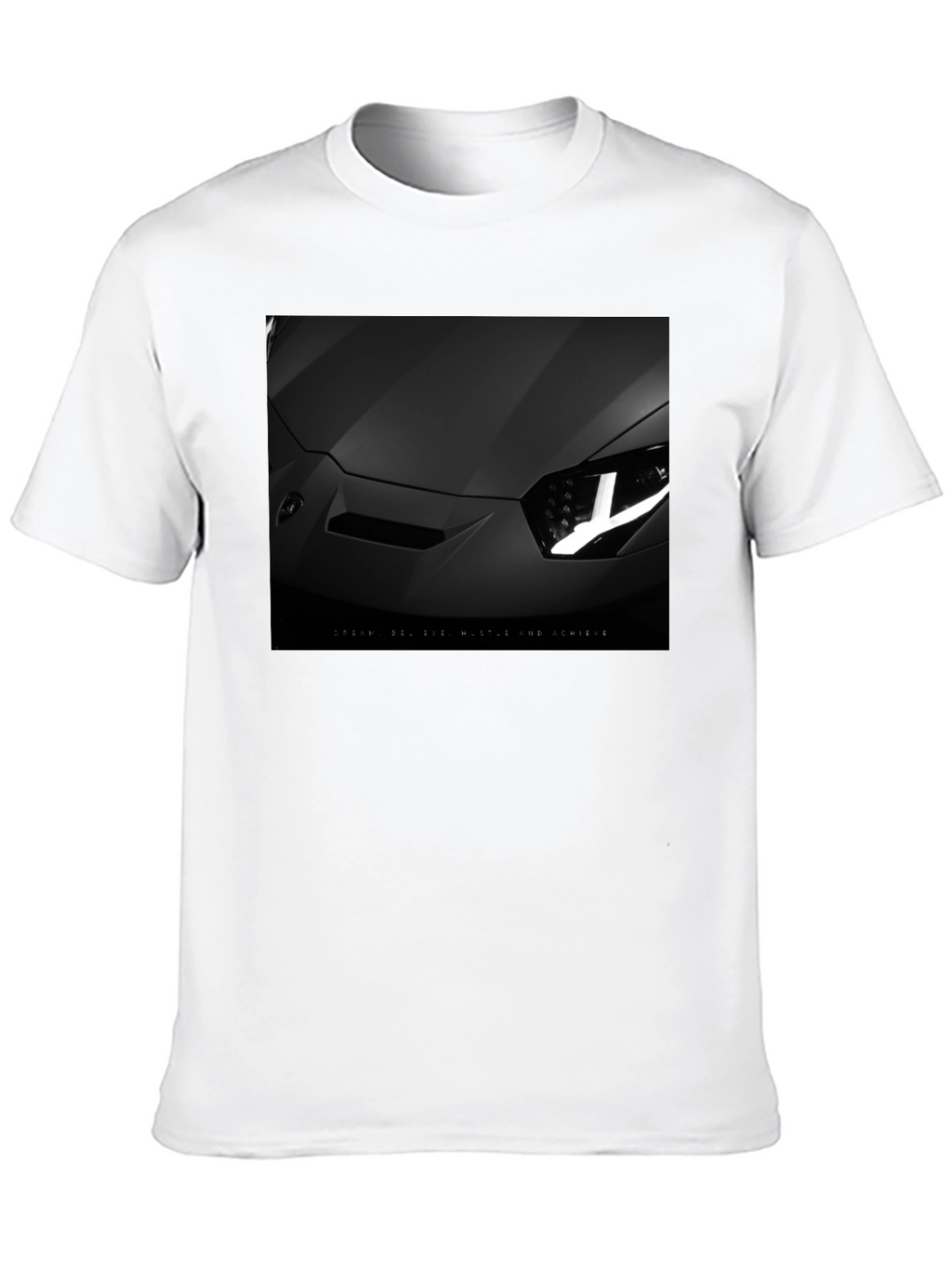Sleek Black Car T-Shirt: Dream Hustle Achieve