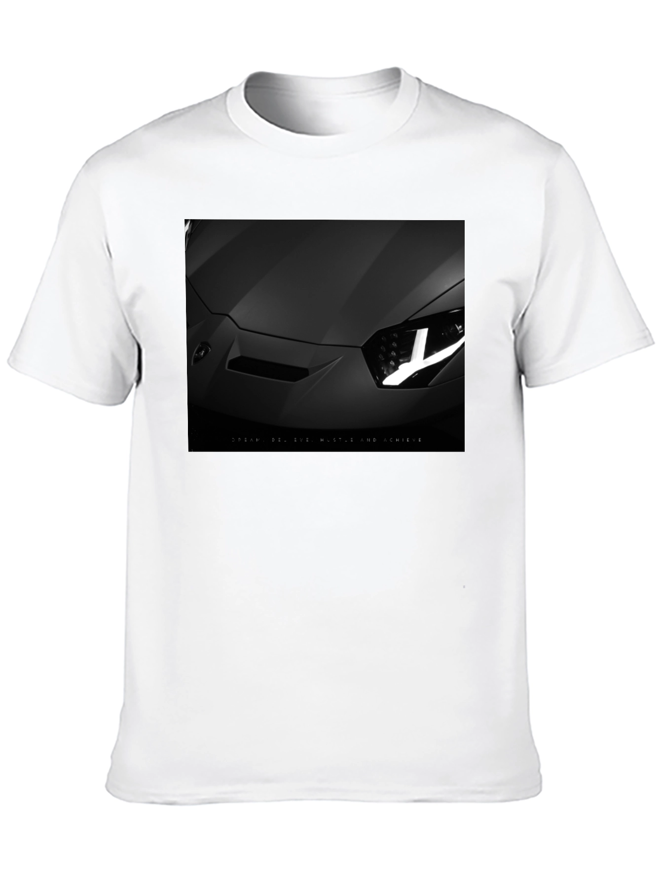 Sleek Black Car T-Shirt: Dream Hustle Achieve