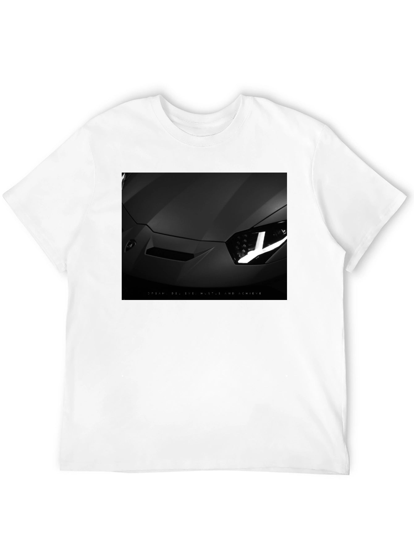 Sleek Black Car T-Shirt: Dream Hustle Achieve