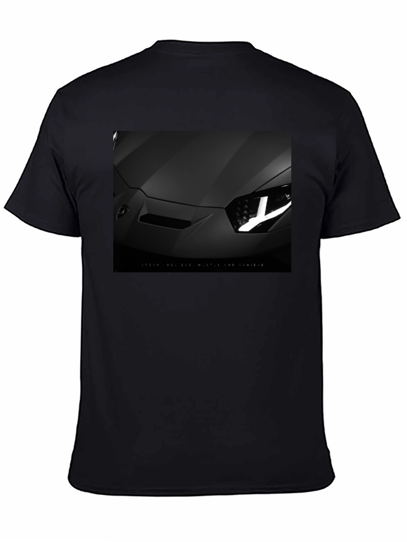 Sleek Black Car T-Shirt: Dream Hustle Achieve