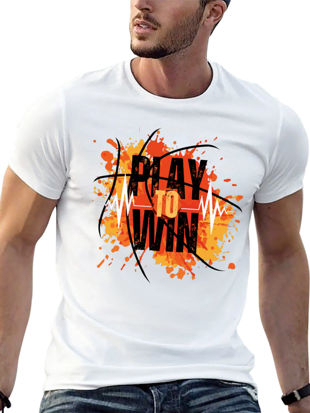 Play to Win Graphic T-Shirt - Basketball Design