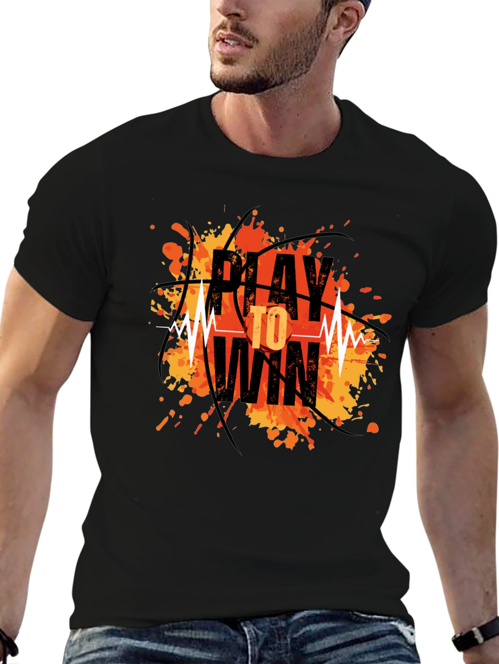 Play to Win Graphic T-Shirt - Basketball Design