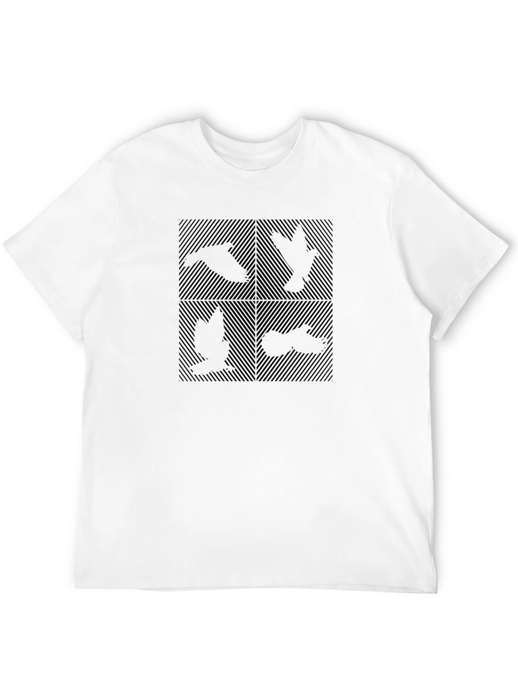 Abstract Bird Silhouette Graphic Black T-Shirt