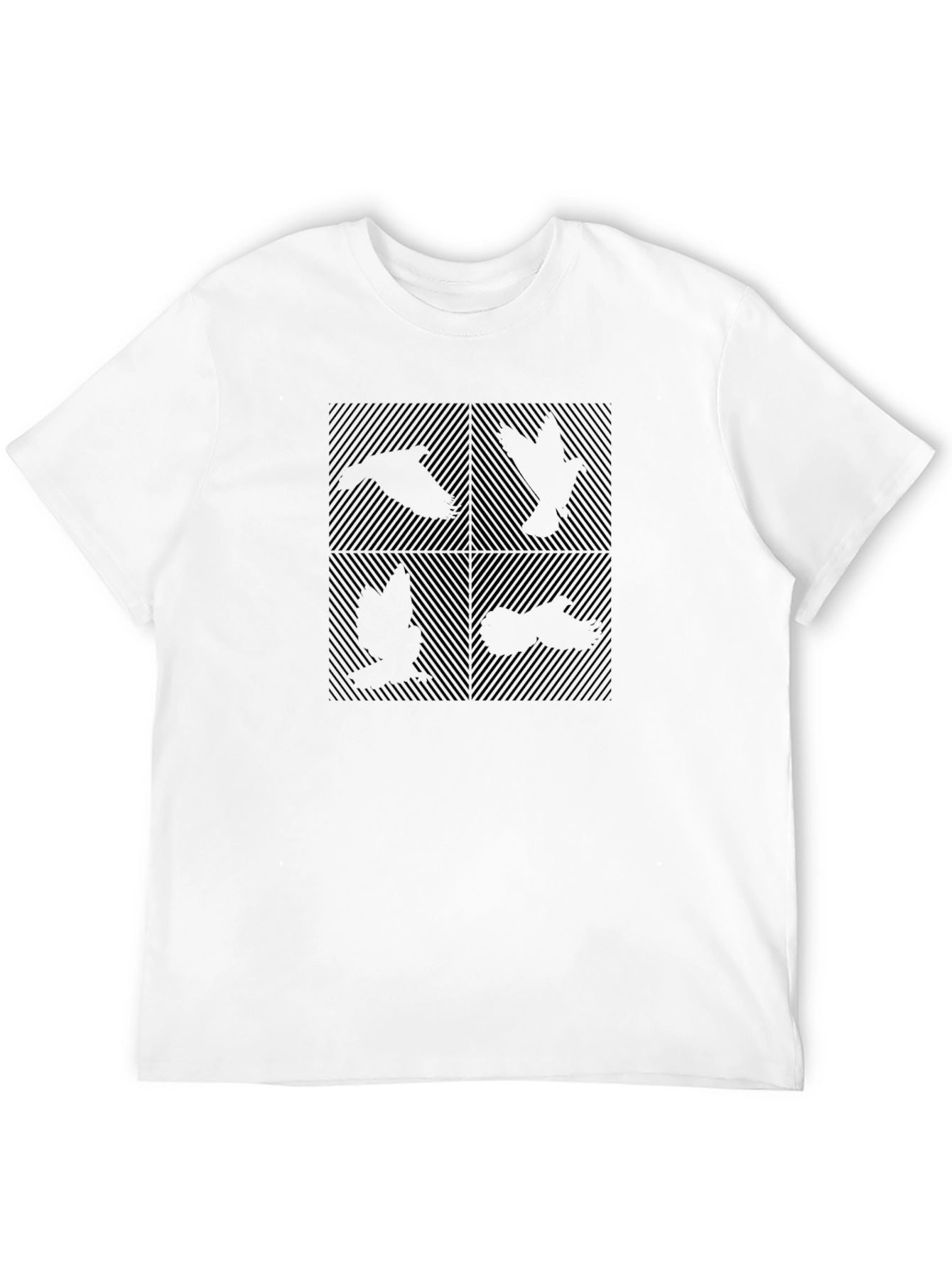 Abstract Bird Silhouette Graphic Black T-Shirt