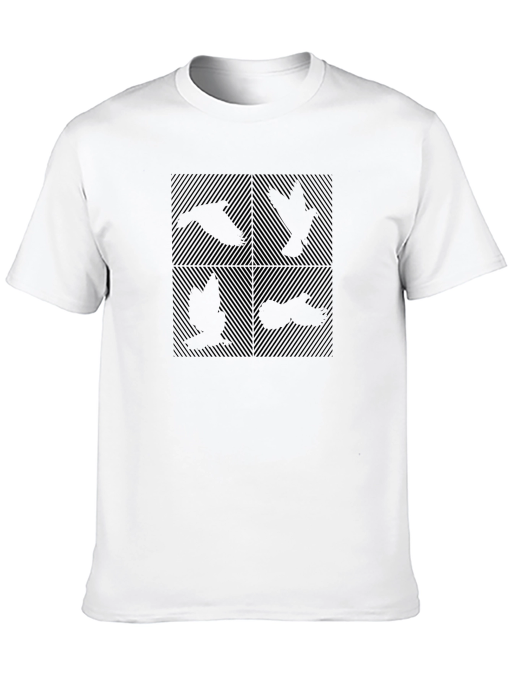 Abstract Bird Silhouette Graphic Black T-Shirt