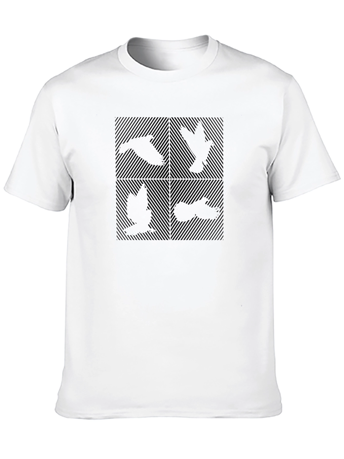 Abstract Bird Silhouette Graphic Black T-Shirt