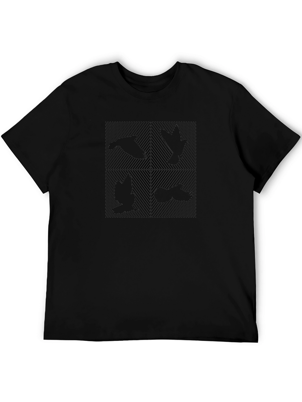 Abstract Bird Silhouette Graphic Black T-Shirt