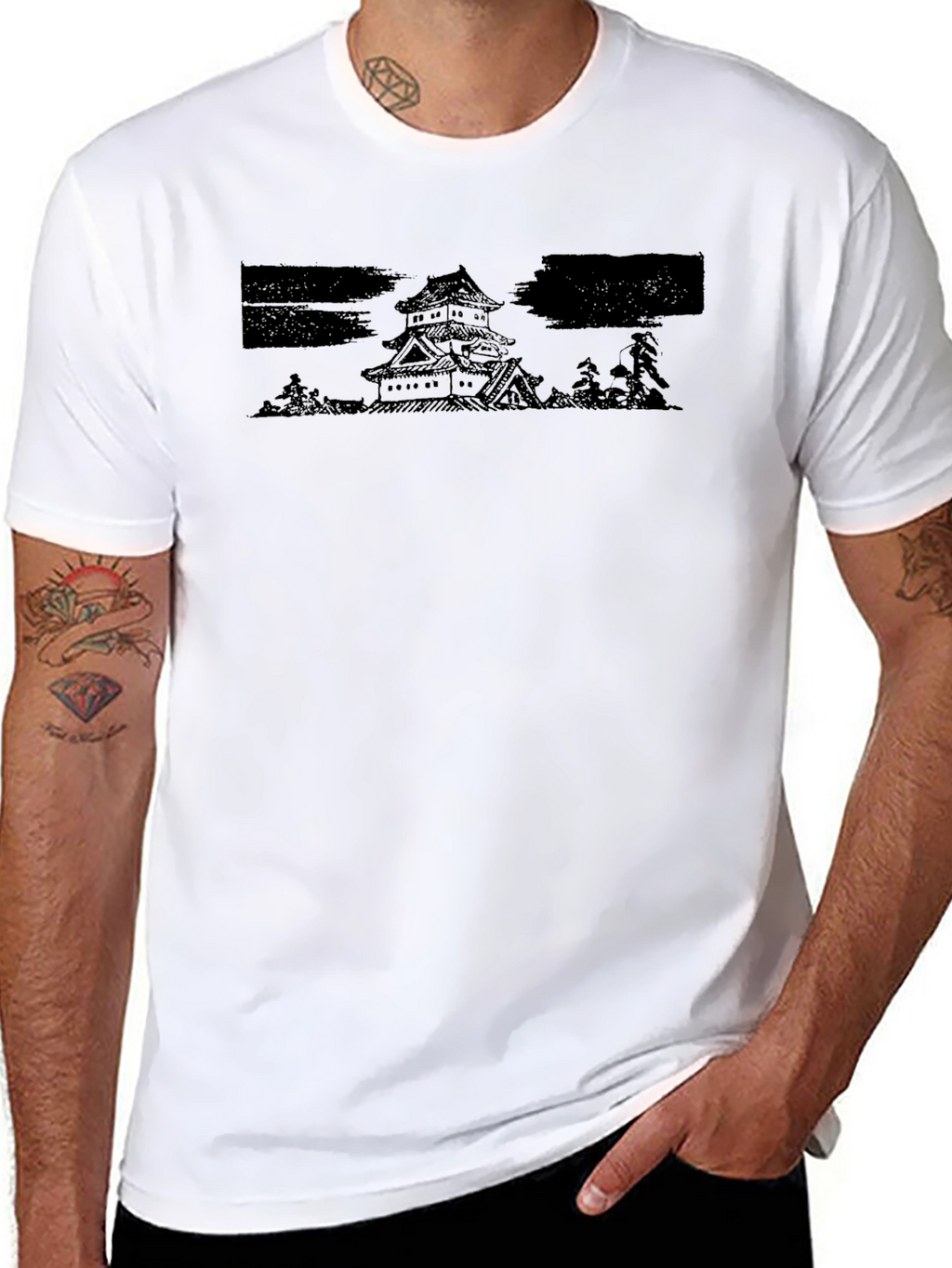 Japanese Castle Graphic T-Shirt - Black
