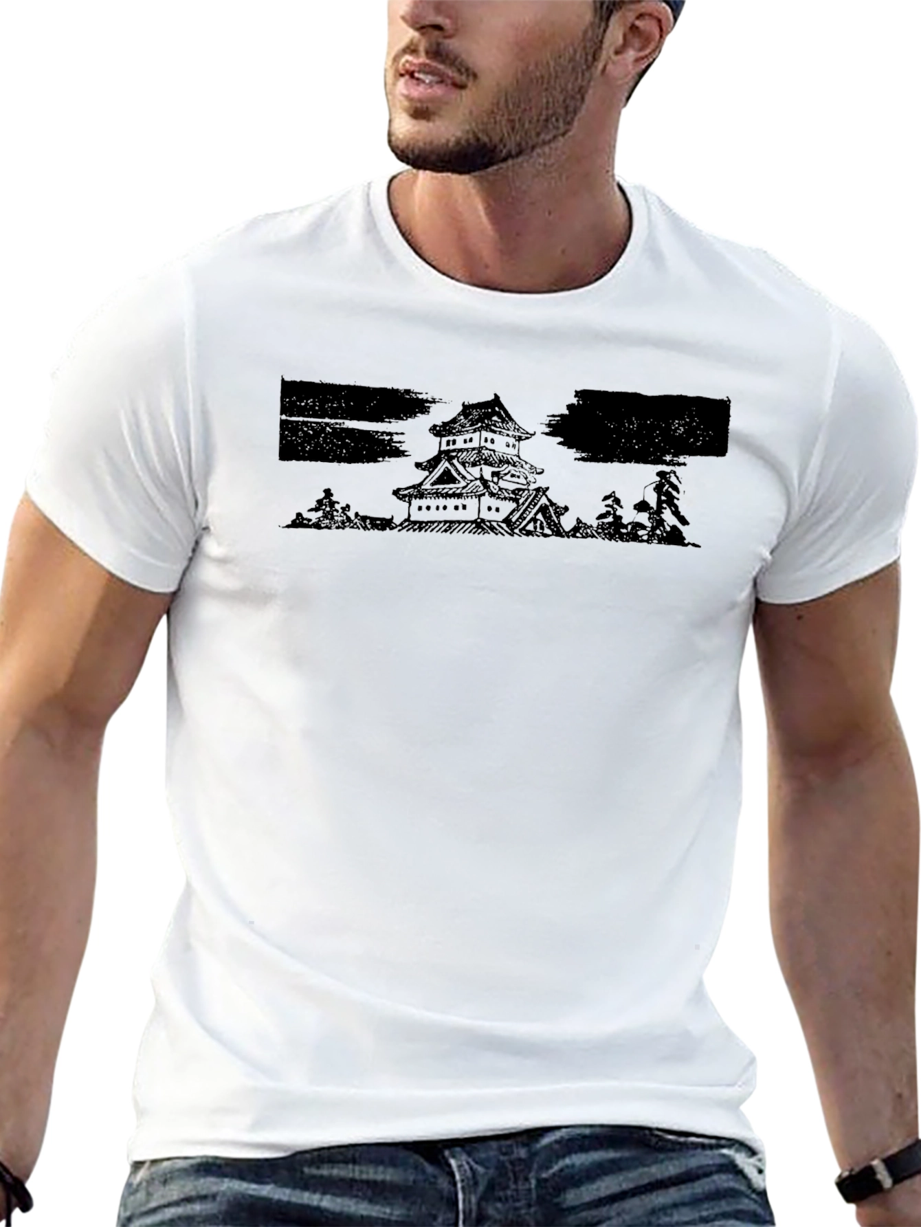 Japanese Castle Graphic T-Shirt - Black