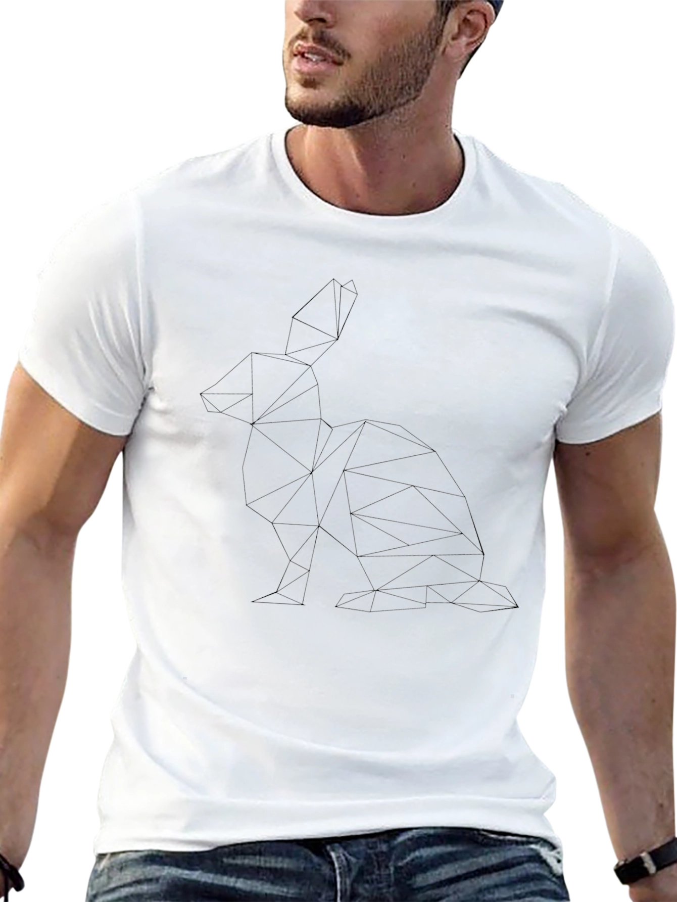 Geometric Rabbit Tee - Minimalist Line Art Shirt