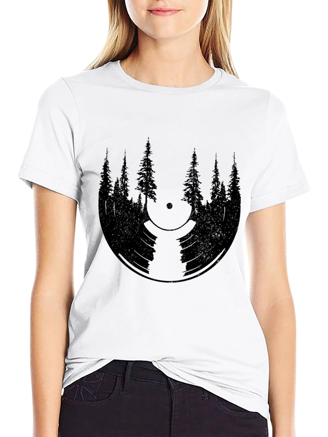 Vinyl Forest Graphic Tee - Nature Music Lover Shirt