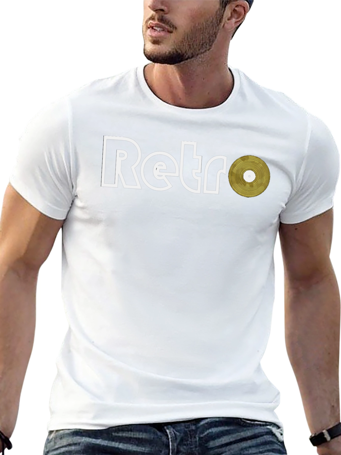 Retro Vinyl Record Graphic Tee - Black