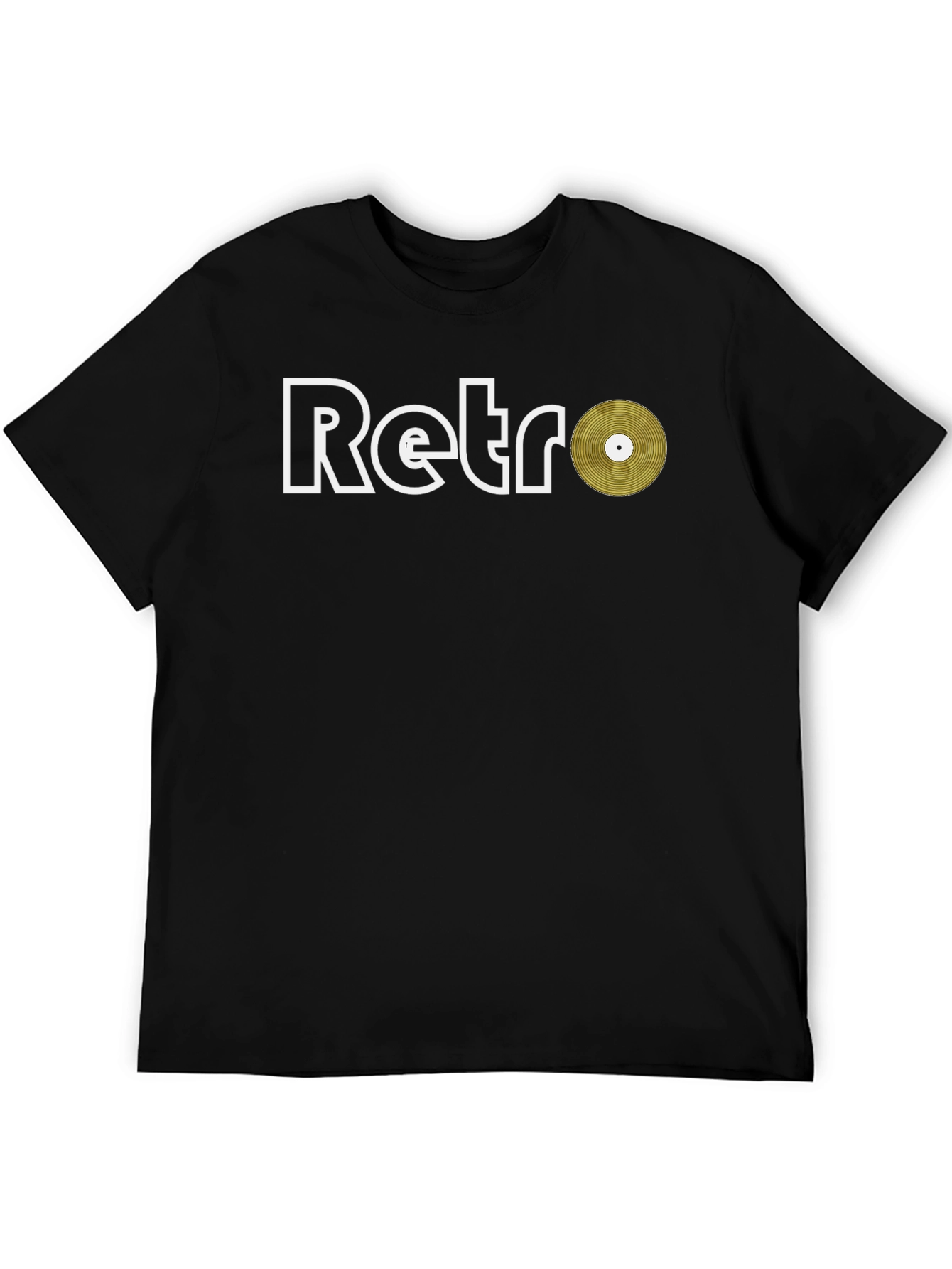 Retro Vinyl Record Graphic Tee - Black