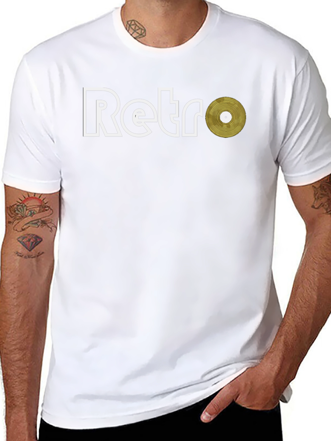 Retro Vinyl Record Graphic Tee - Black