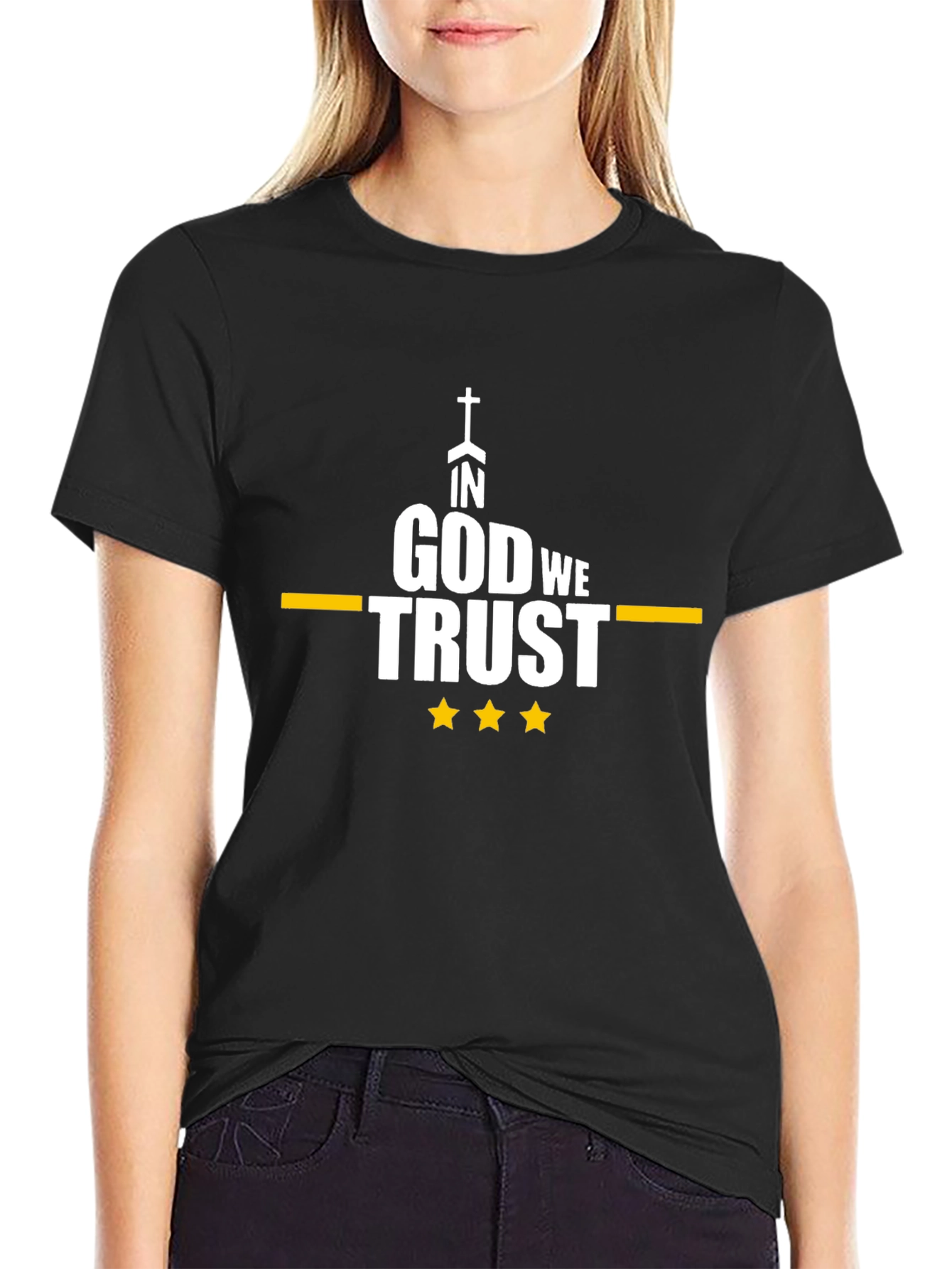 In God We Trust Graphic Tee - Black Cotton Blend
