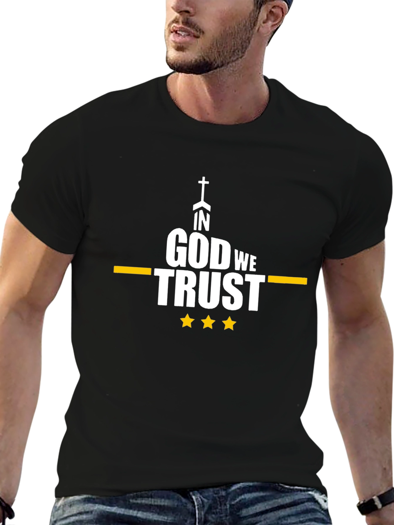 In God We Trust Graphic Tee - Black Cotton Blend