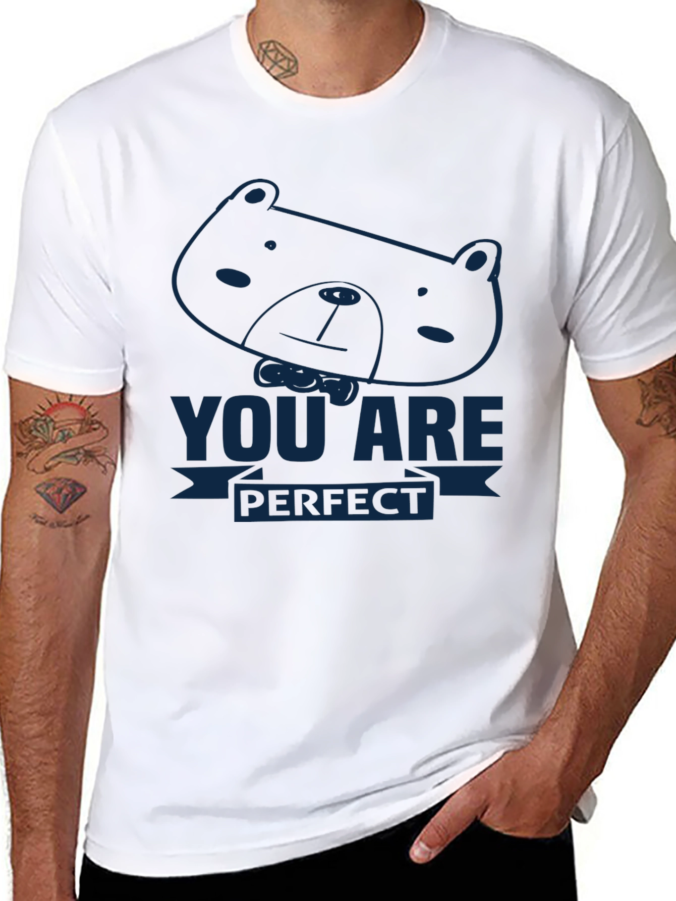 You Are Perfect Bear Graphic Tee - Soft Cotton Comfort