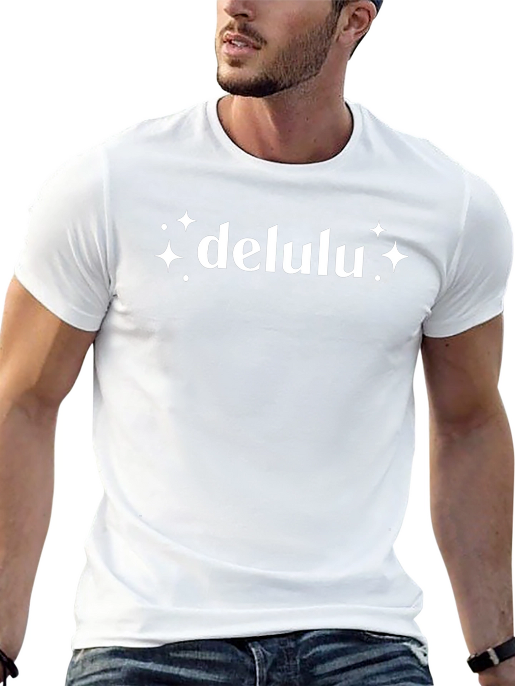 Delulu Sparkle Graphic T-Shirt - Black