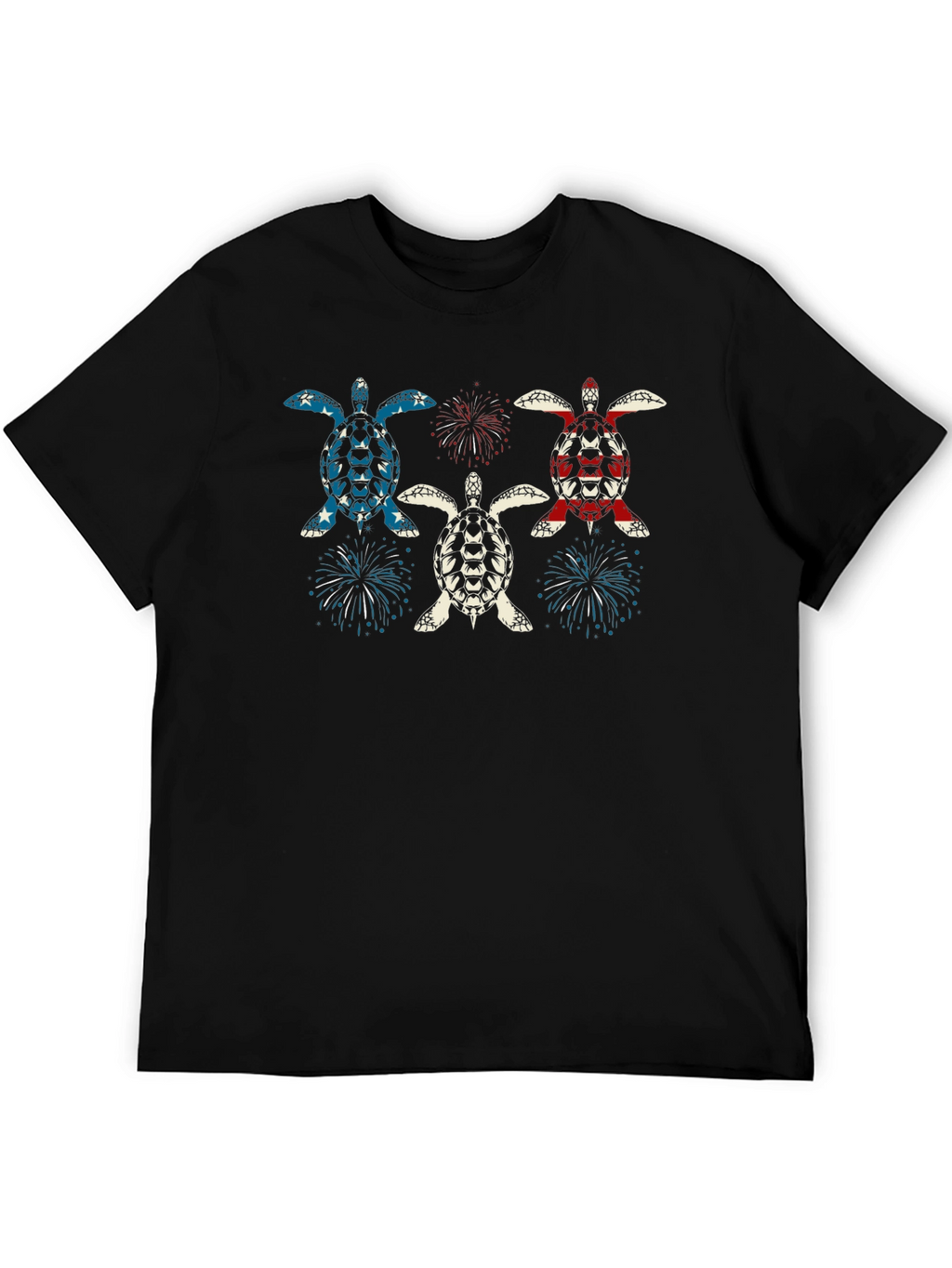 Patriotic Turtle Fireworks Graphic T-Shirt