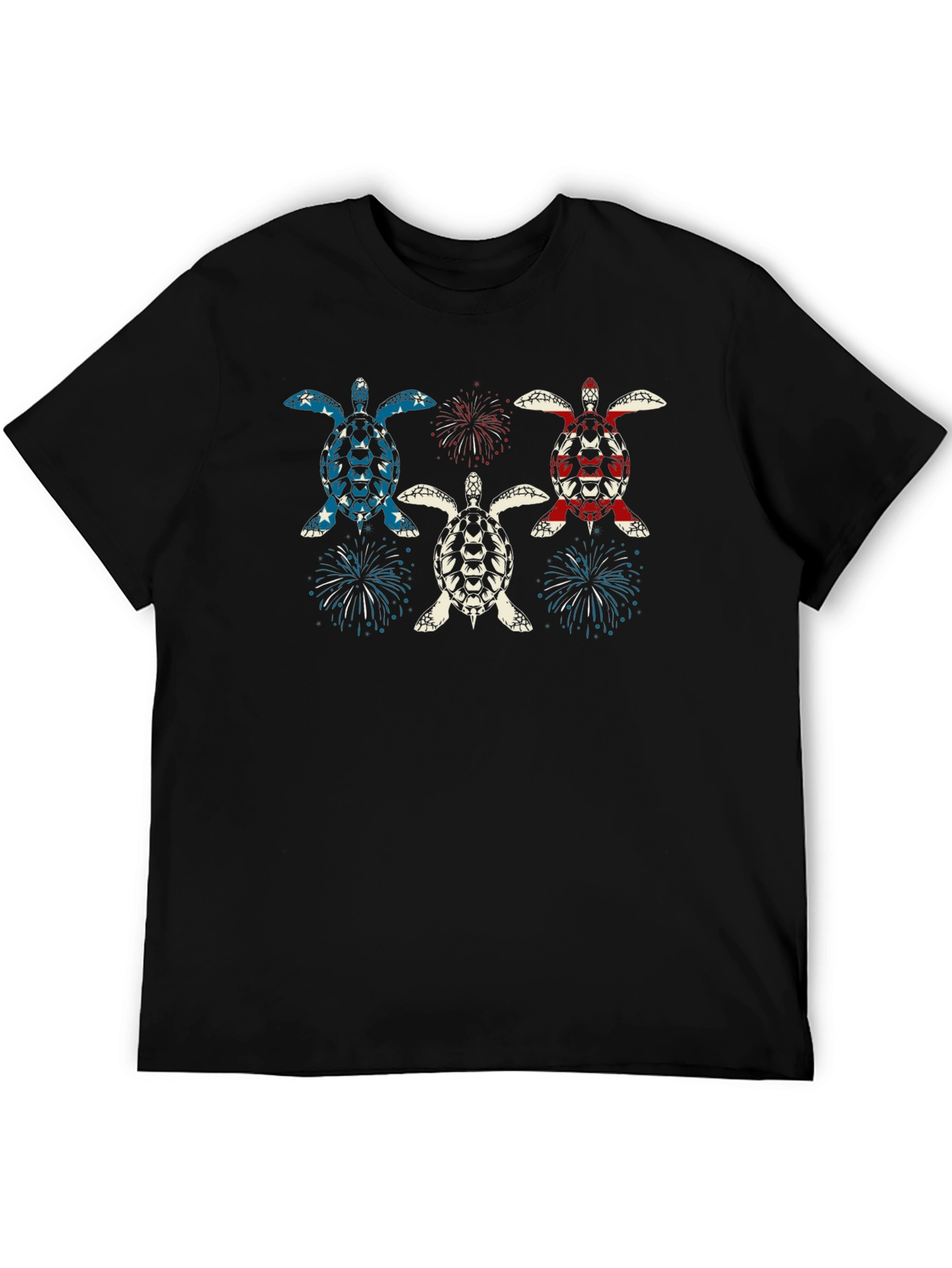 Patriotic Turtle Fireworks Graphic T-Shirt