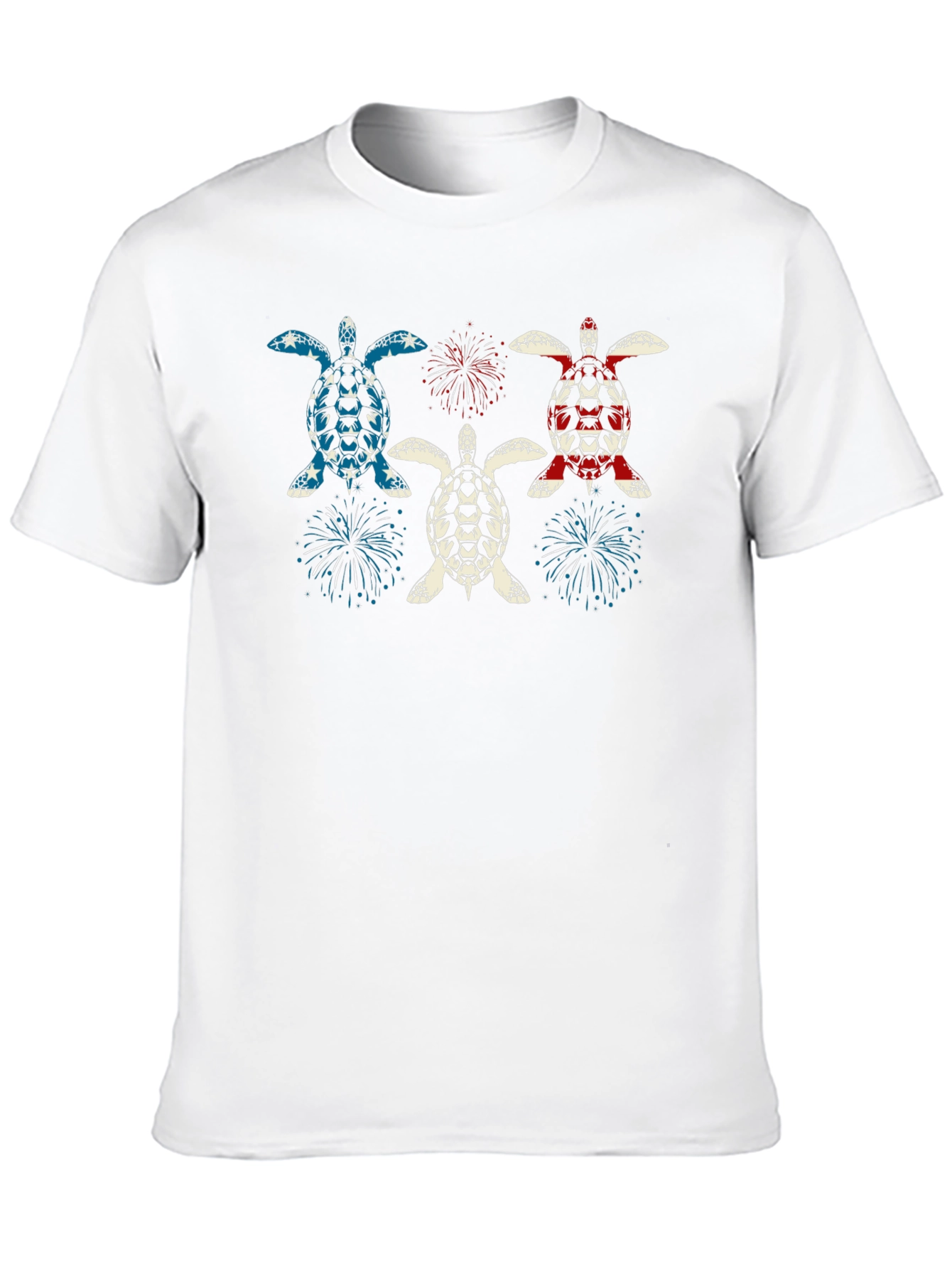 Patriotic Turtle Fireworks Graphic T-Shirt