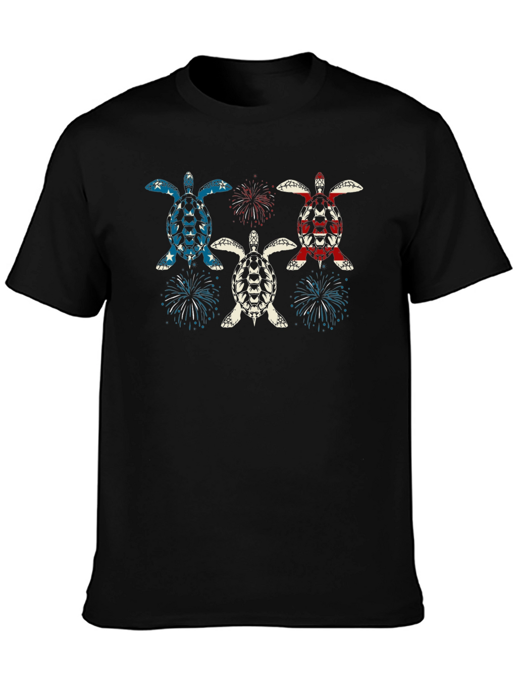 Patriotic Turtle Fireworks Graphic T-Shirt
