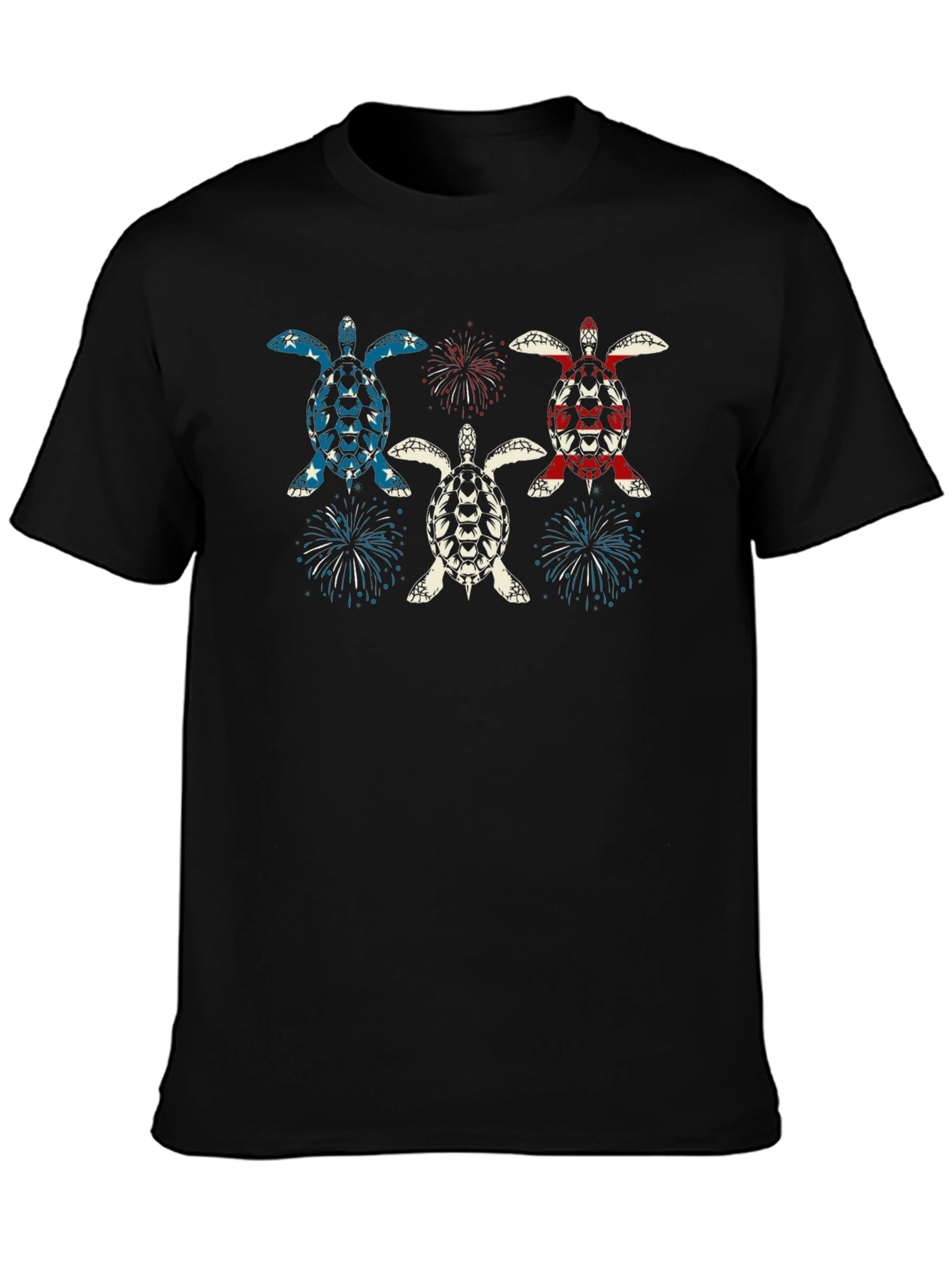 Patriotic Turtle Fireworks Graphic T-Shirt