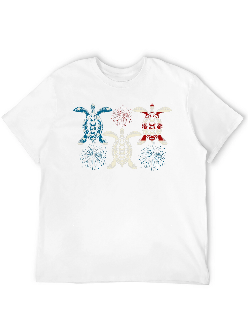 Patriotic Turtle Fireworks Graphic T-Shirt