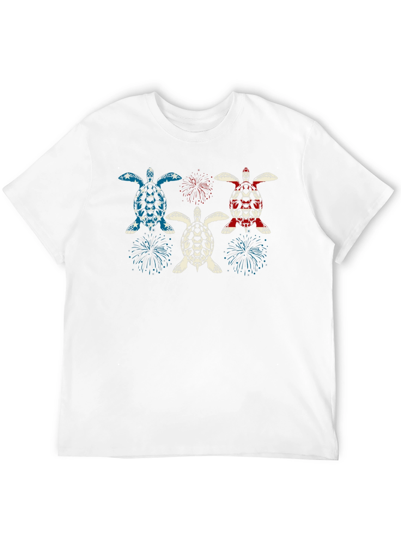 Patriotic Turtle Fireworks Graphic T-Shirt
