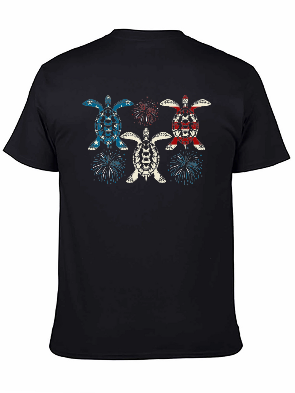 Patriotic Turtle Fireworks Graphic T-Shirt