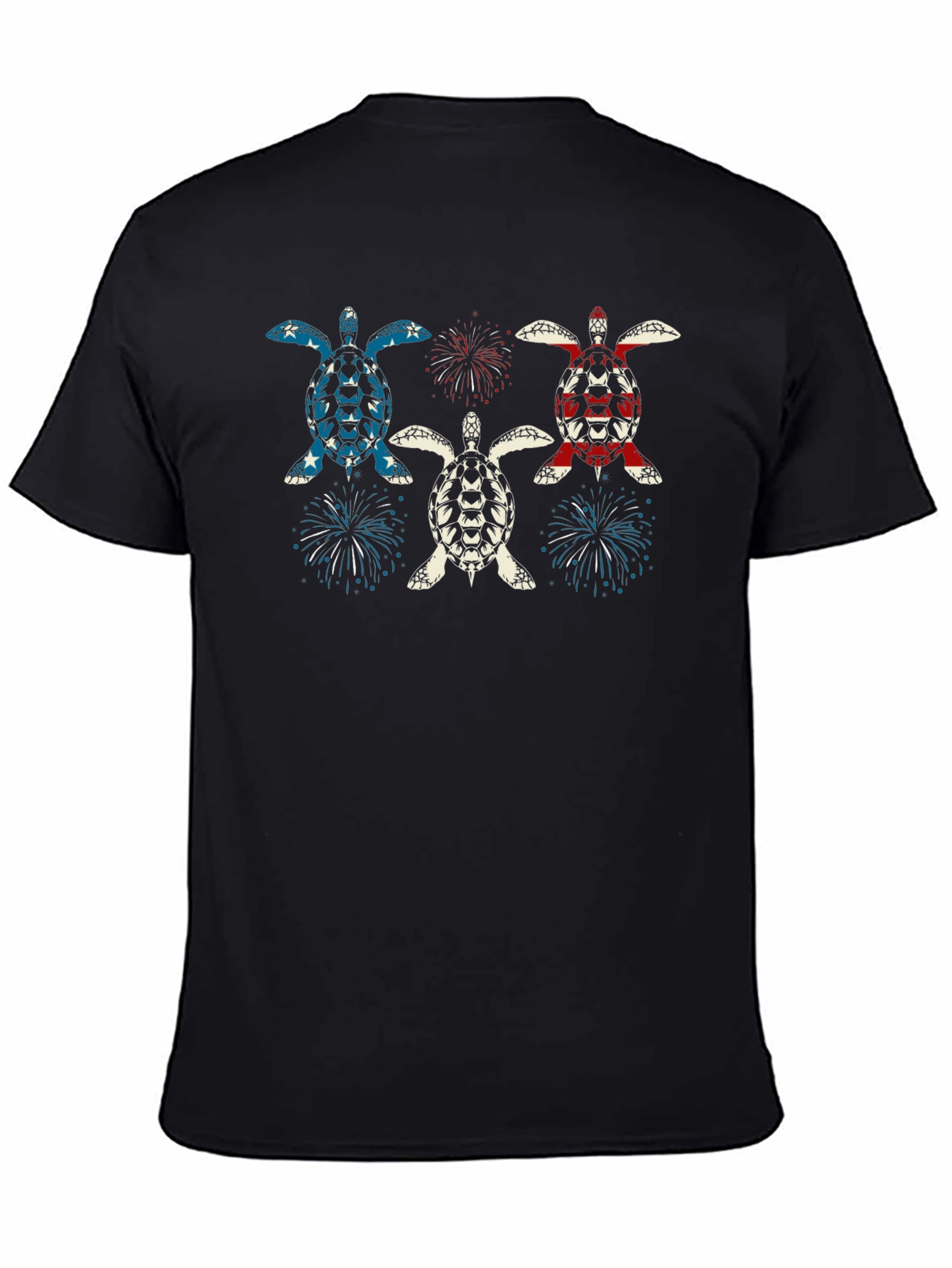 Patriotic Turtle Fireworks Graphic T-Shirt