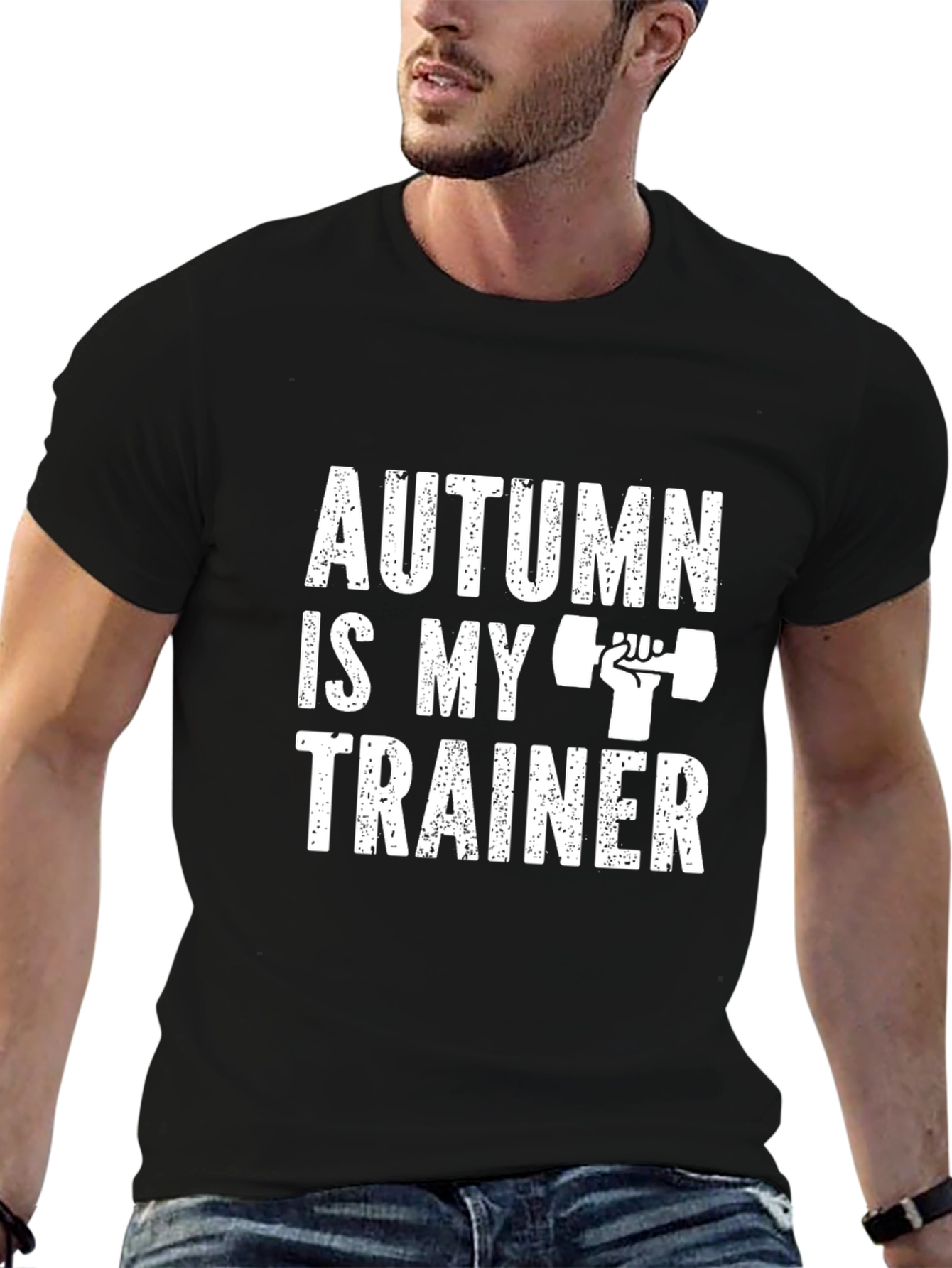 Autumn is My Trainer Black Graphic T-Shirt