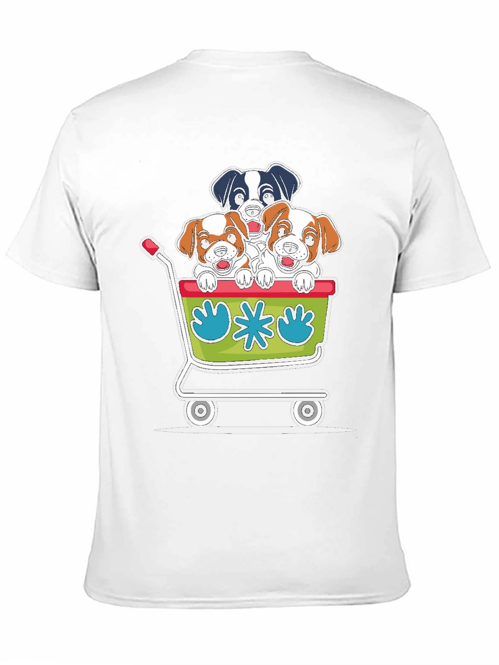 Dog Cart Graphic Tee - Cute Cartoon Puppy T-Shirt